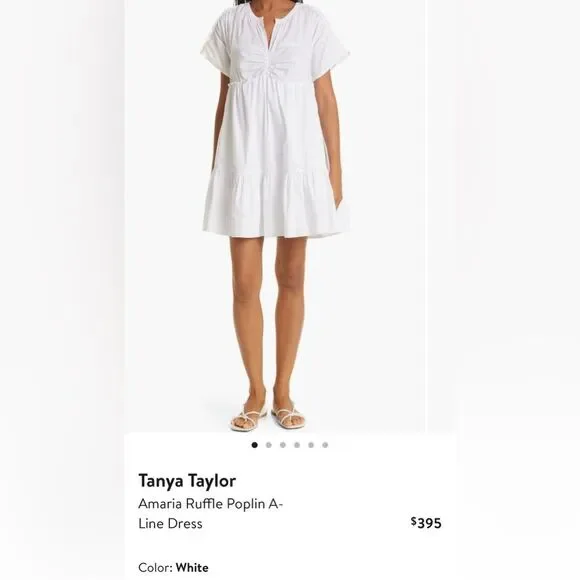 Tanya Taylor Amaria Ruffle Poplin A-Line Dress, New, Size XL